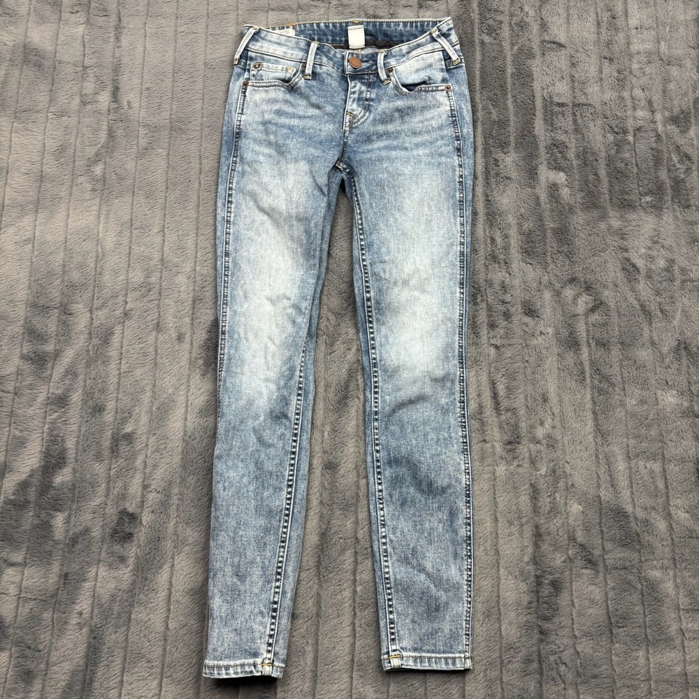True Religion Halle Mid Rise Super Skinny Jeans Light Wash Size 25